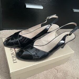 Vintage Bruno Magli Women's Black Patent Slingback Heels